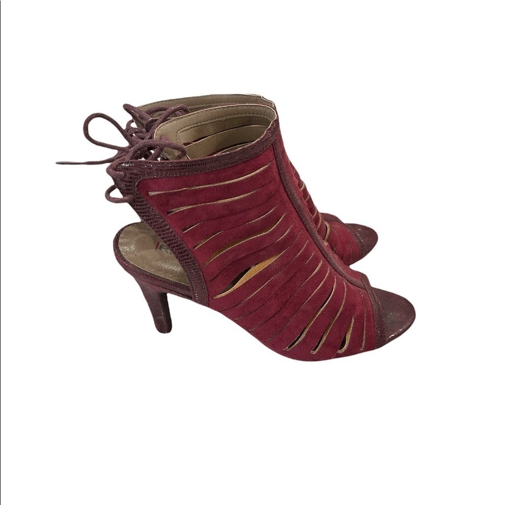 Rialto Women’s Maroon High Heels Strappy Tie Back 8 - Picture 4 of 5